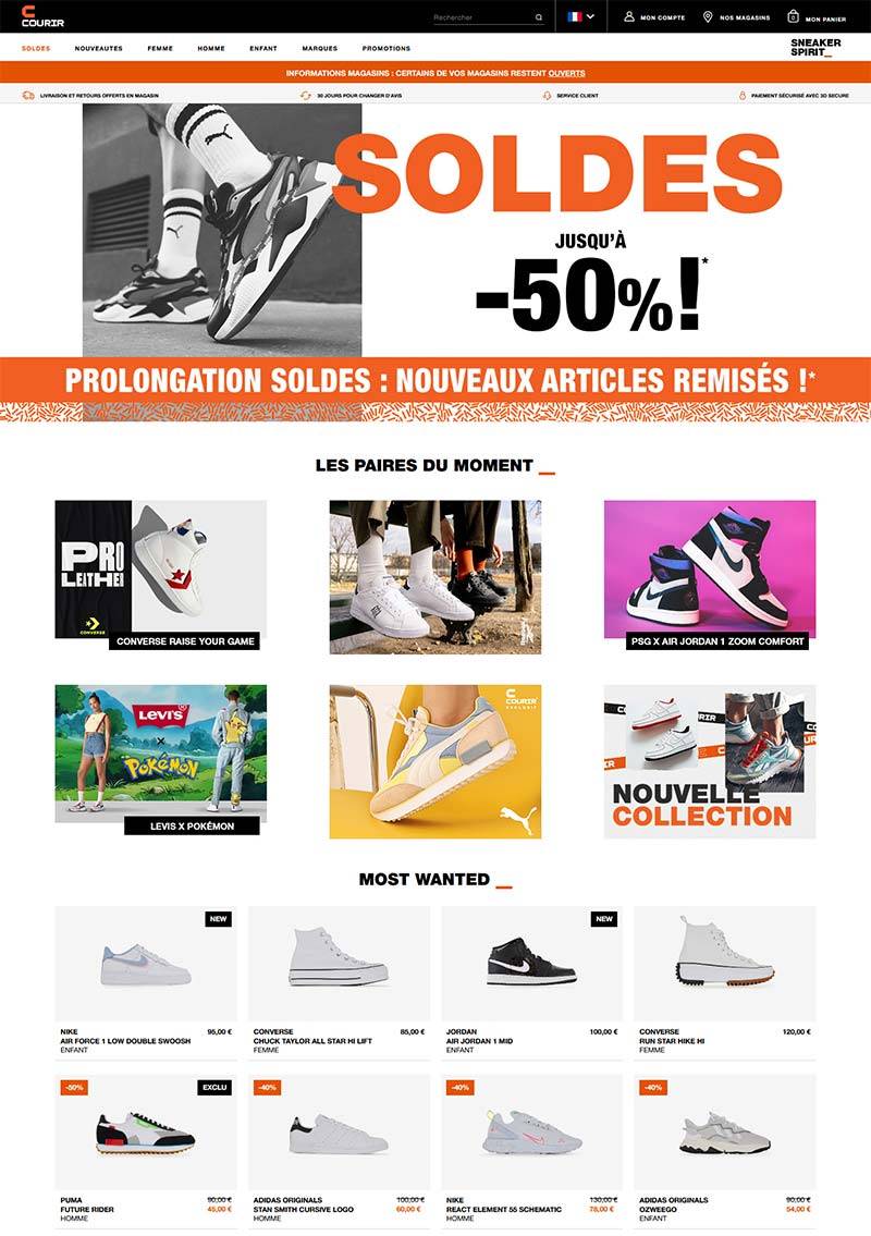 Courir 法国品牌运动鞋购物网站