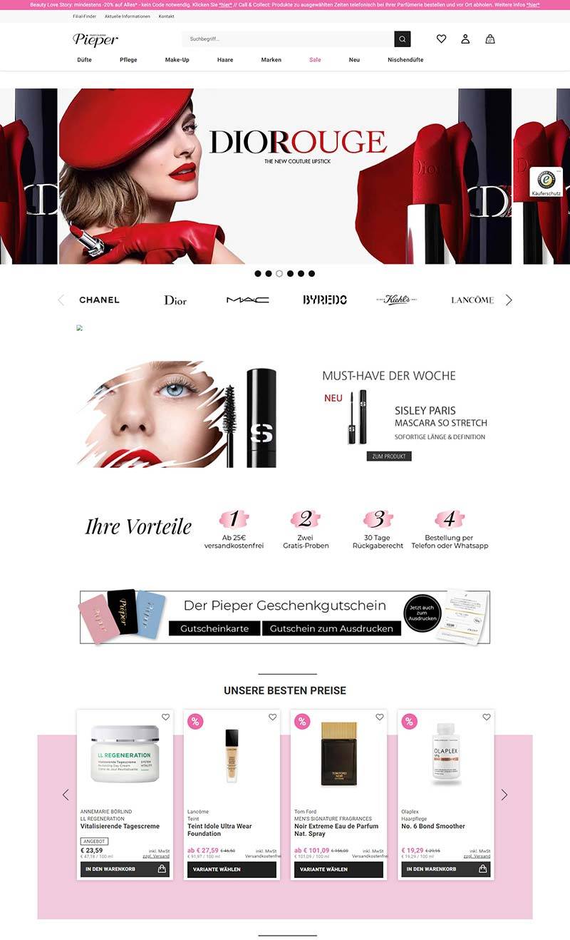 Pieper 德国美妆护肤品牌购物网站