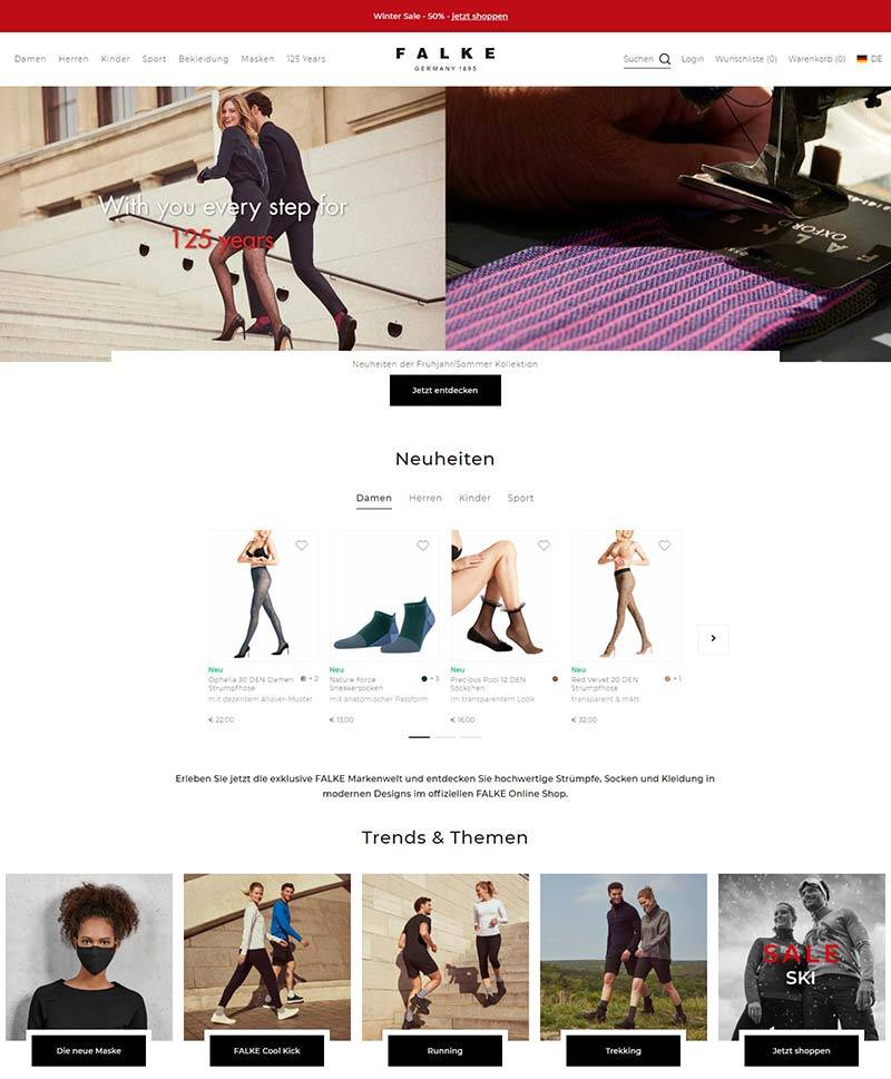 FALKE 德国顶级袜业品牌购物网站