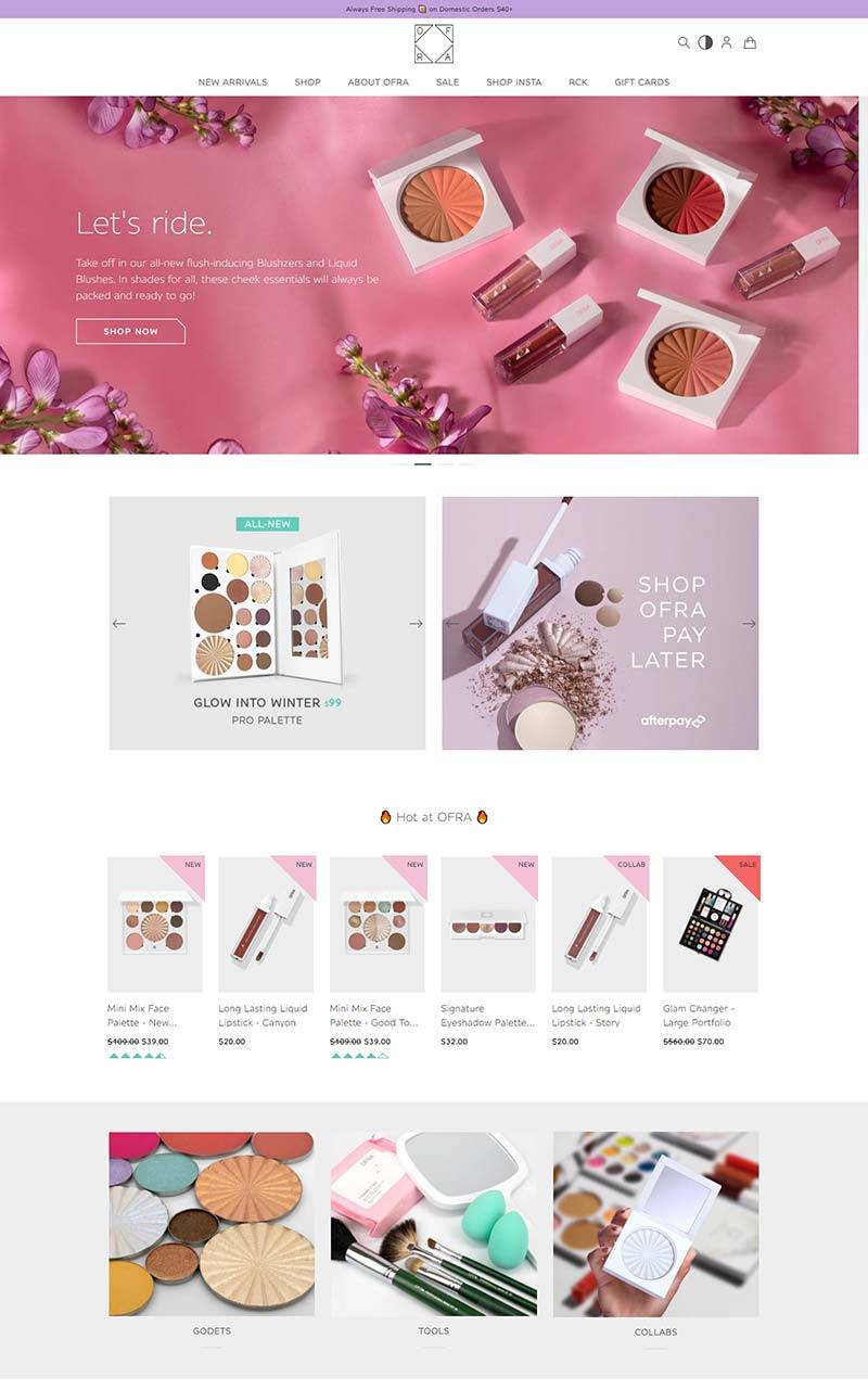 OFRA Cosmetics 美国平价美妆品牌网站