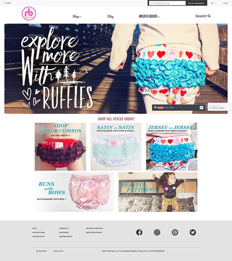 RuffleBuns 美国婴儿内裤品牌网站