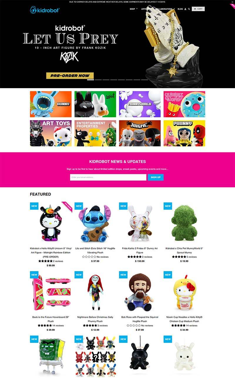 Kidrobot 美国服装玩具品牌网站