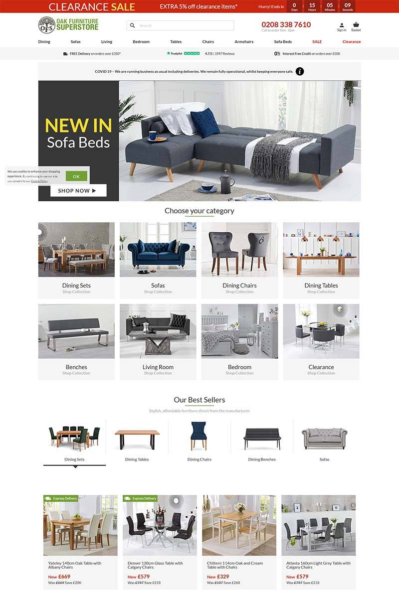 Oak Furniture Superstore 英国经典家具品牌网站