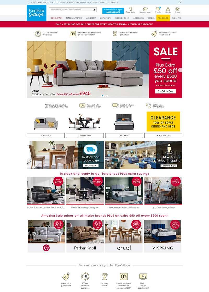 Furniture Village 英国品牌家具购物网站