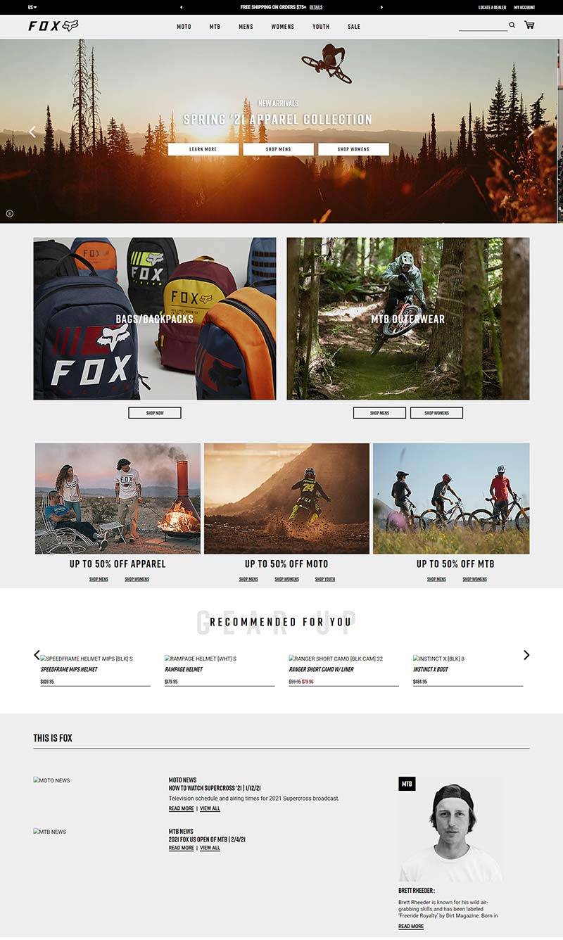Fox Racing 美国知名运动品牌购物网站