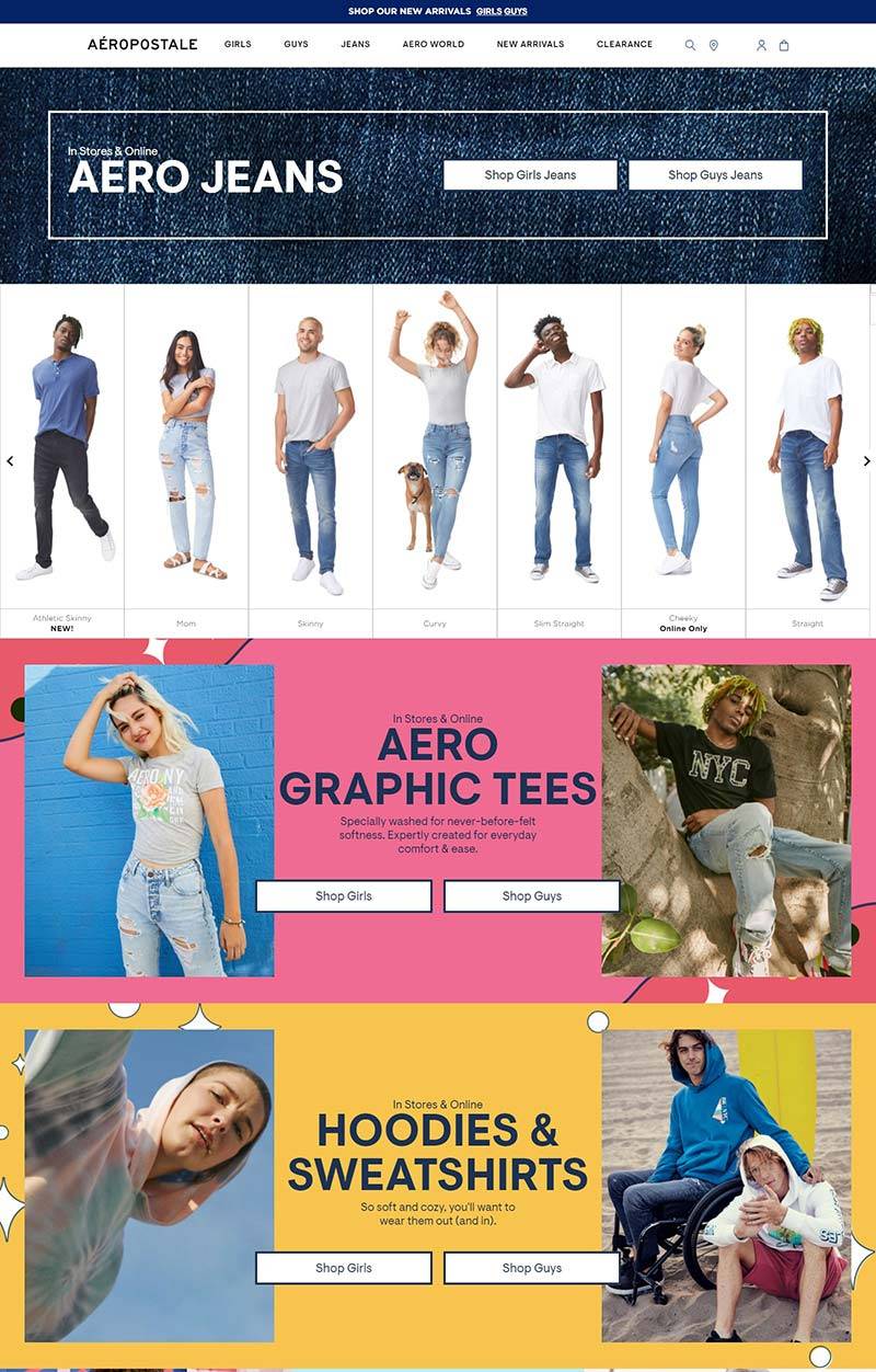 Aeropostale 美国青春校园服饰品牌网站