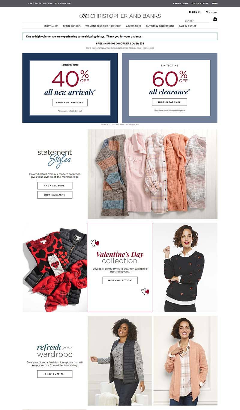 Christopher & Banks 美国女性服装配饰购物网站