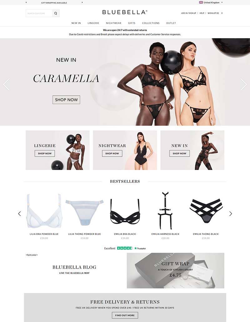 Bluebella 英国女性内衣品牌购物网站