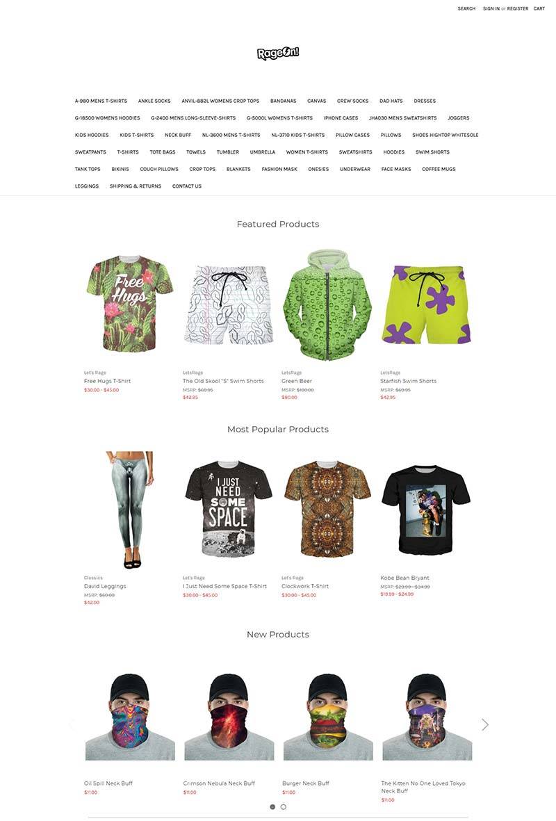 RageOn 美国环保服饰品牌网站