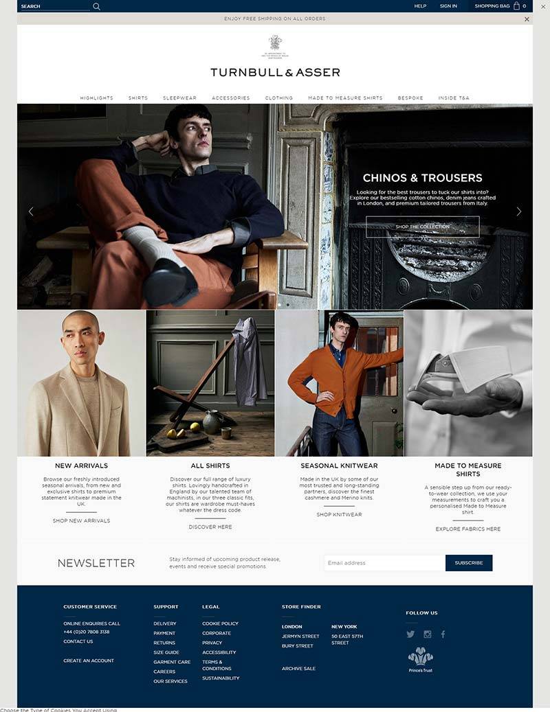 Turnbull & Asser 英国顶级男装衬衫品牌网站