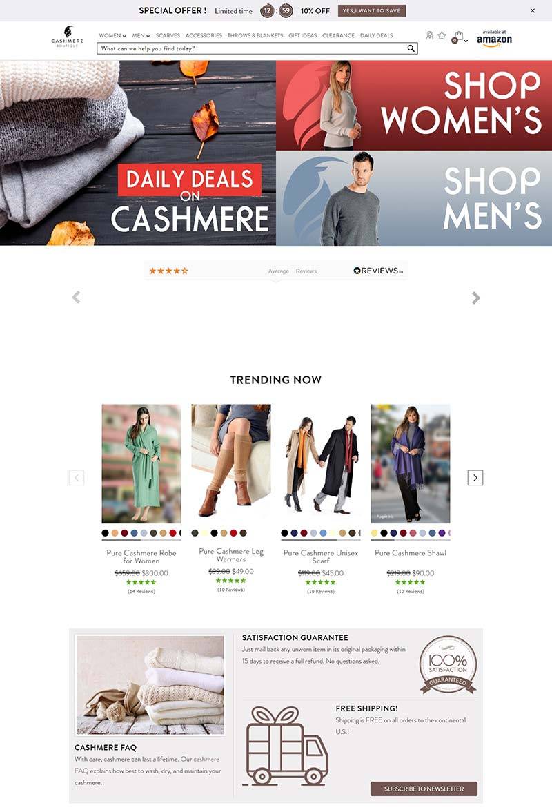 Cashmere Boutique 美国羊绒服饰品牌网站