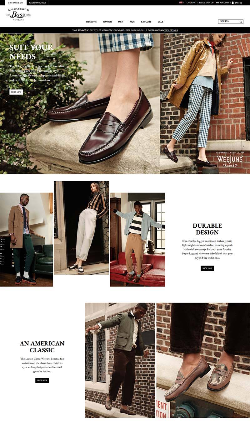 G.H. Bass 美国户外皮鞋品牌购物网站