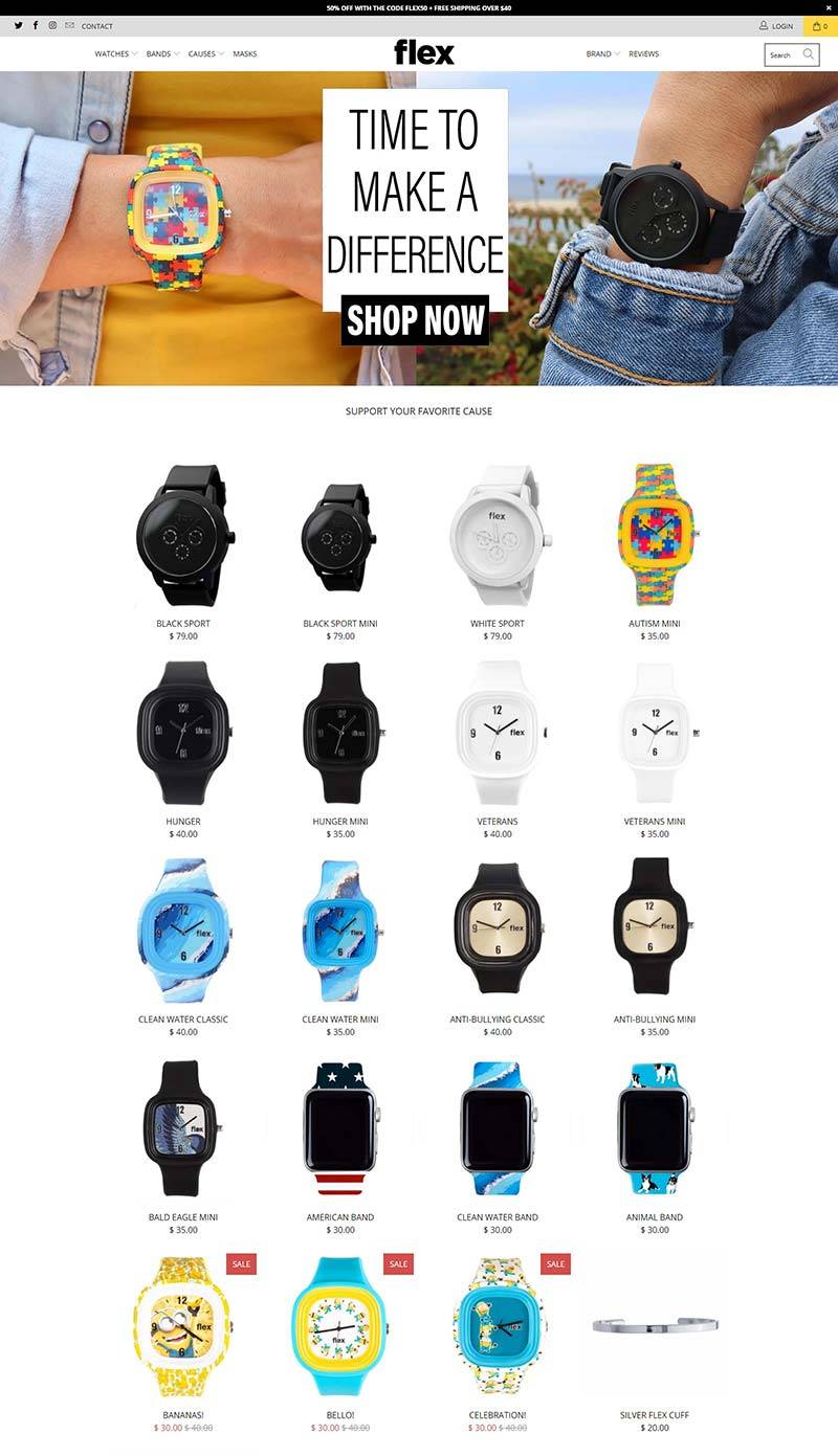 Flex Watches 美国时尚手表品牌网站