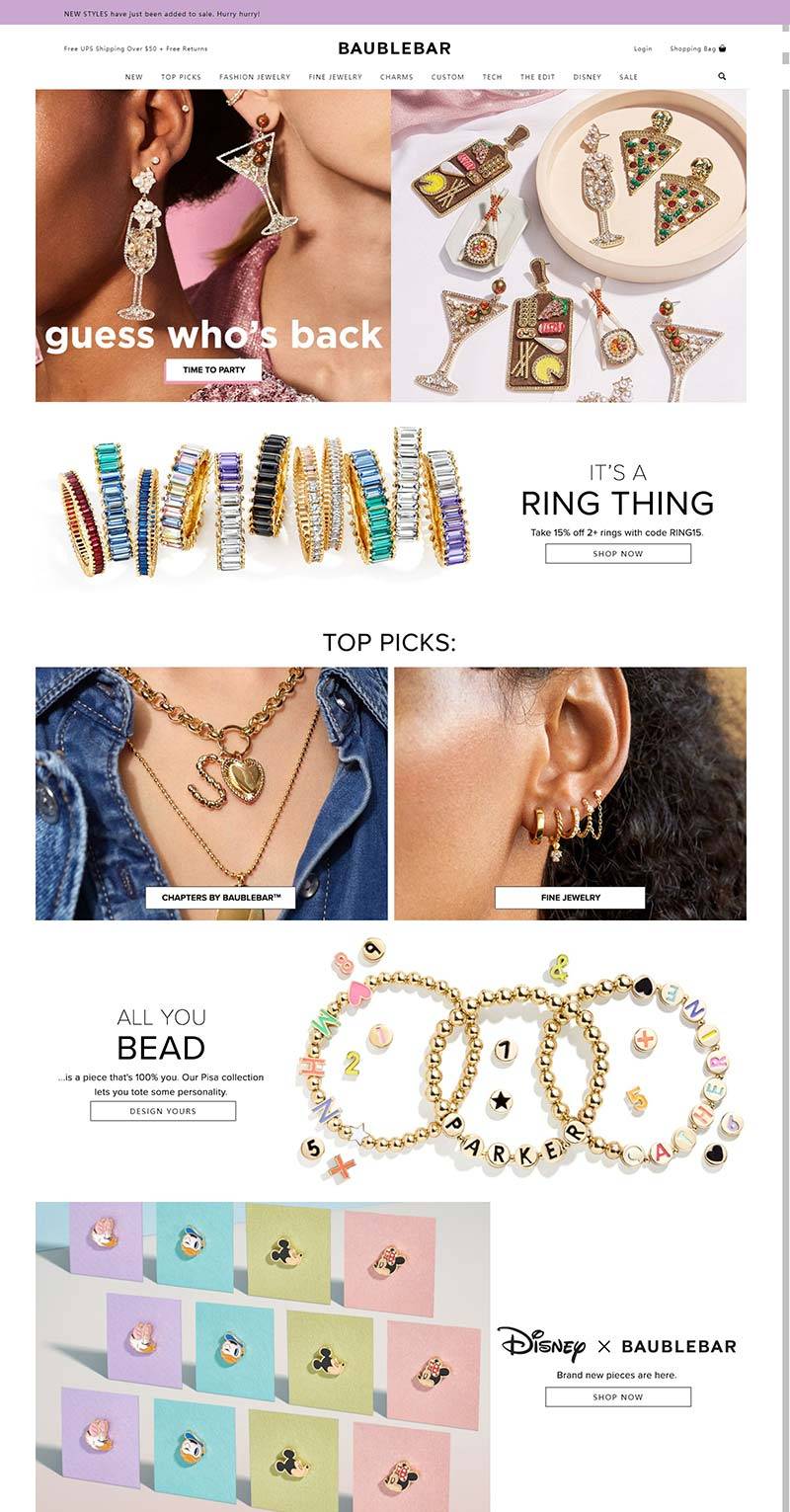 BaubleBar 美国平价珠宝饰品购物网站