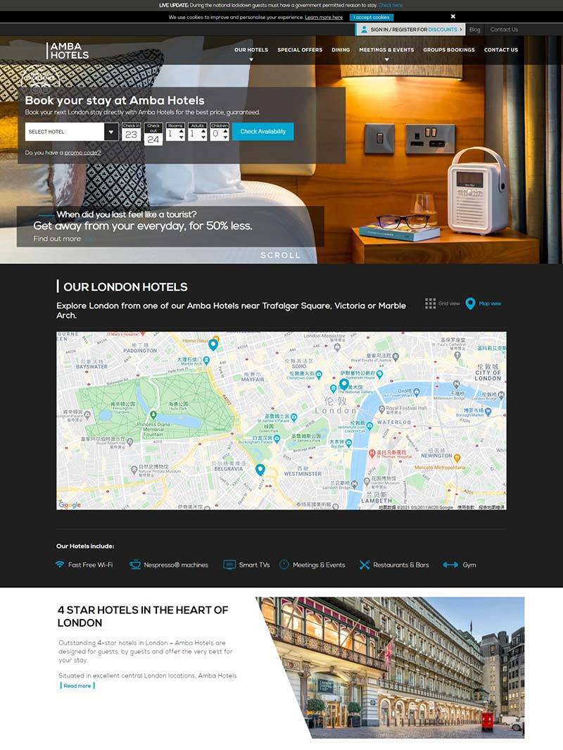 Amba Hotels 英国伦敦四星级酒店预订网站