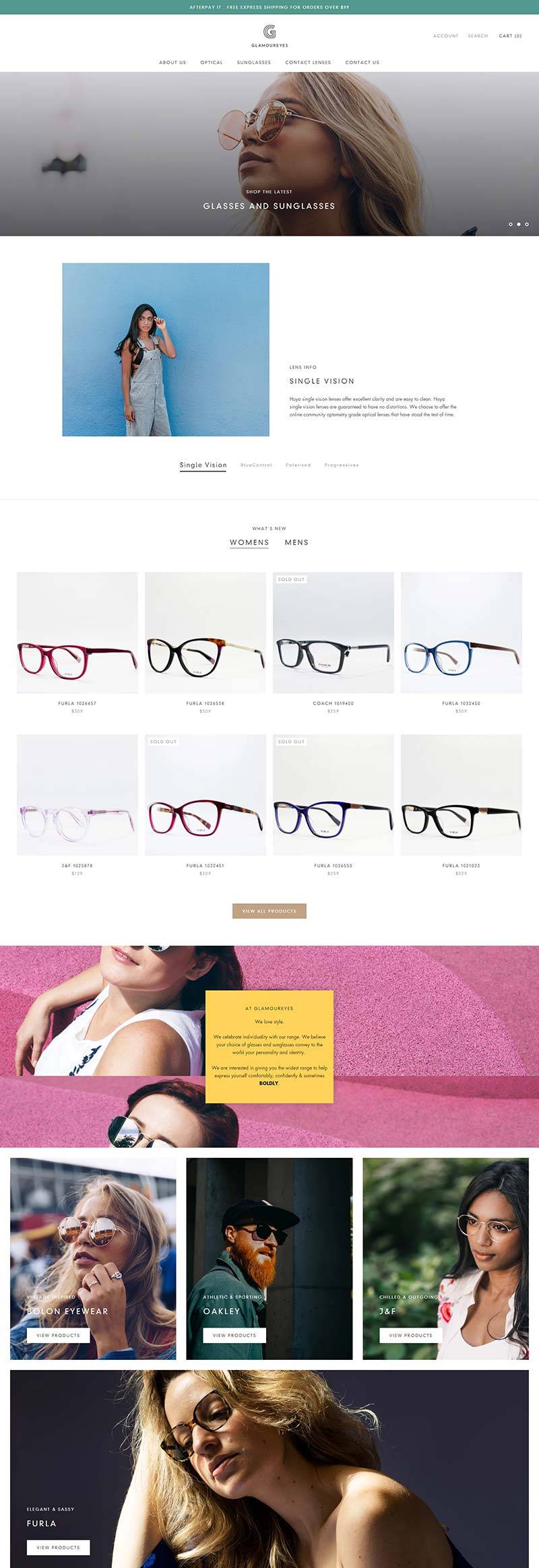Glamoureyes 澳大利亚品牌眼镜太阳镜购物网站