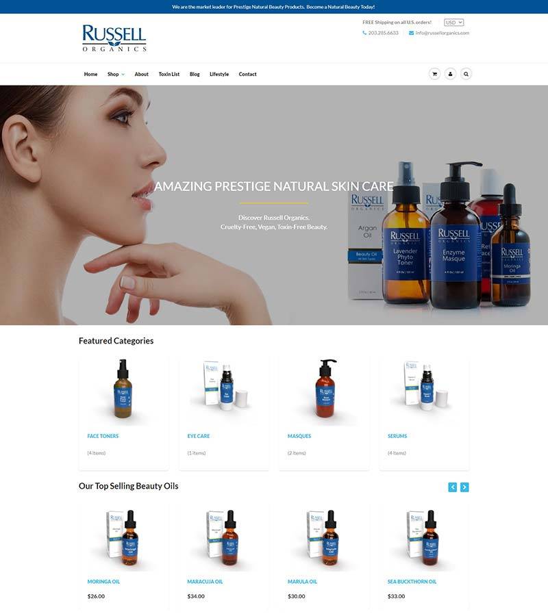 Russell Organics 罗素-美国有机精油护理品牌网站