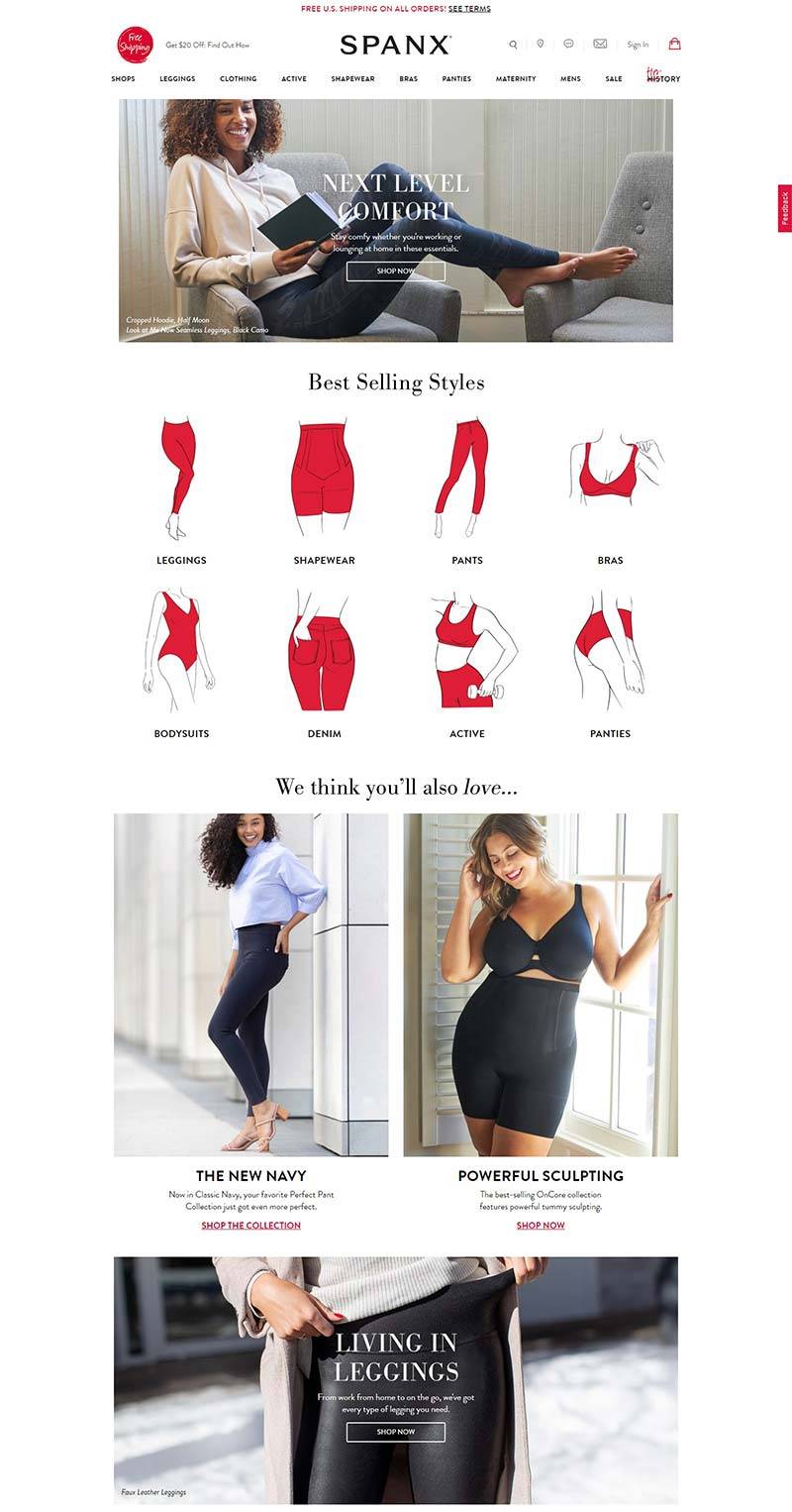 Spanx 美国塑身内衣品牌购物网站