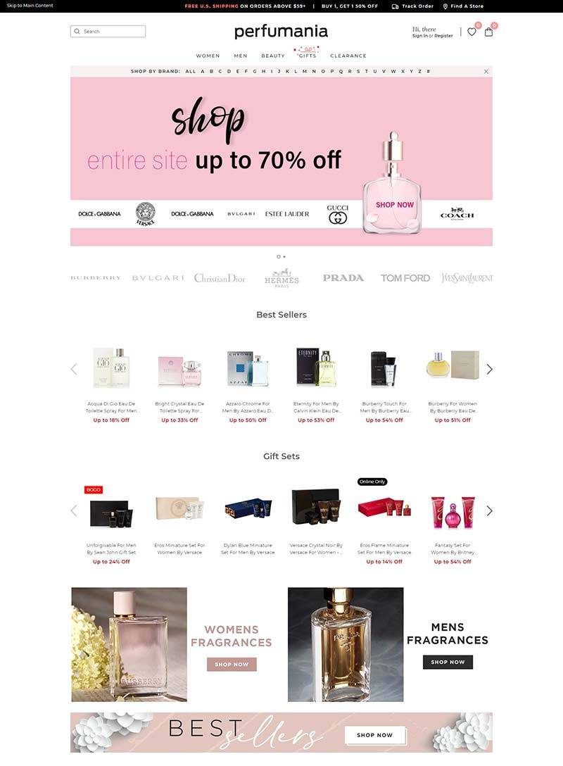 Perfumania 美国品牌香水连锁购物网站
