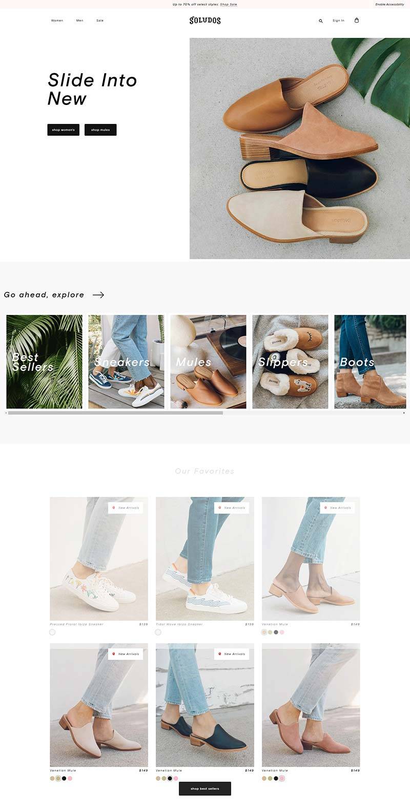 Soludos 美国设计师鞋履品牌网站