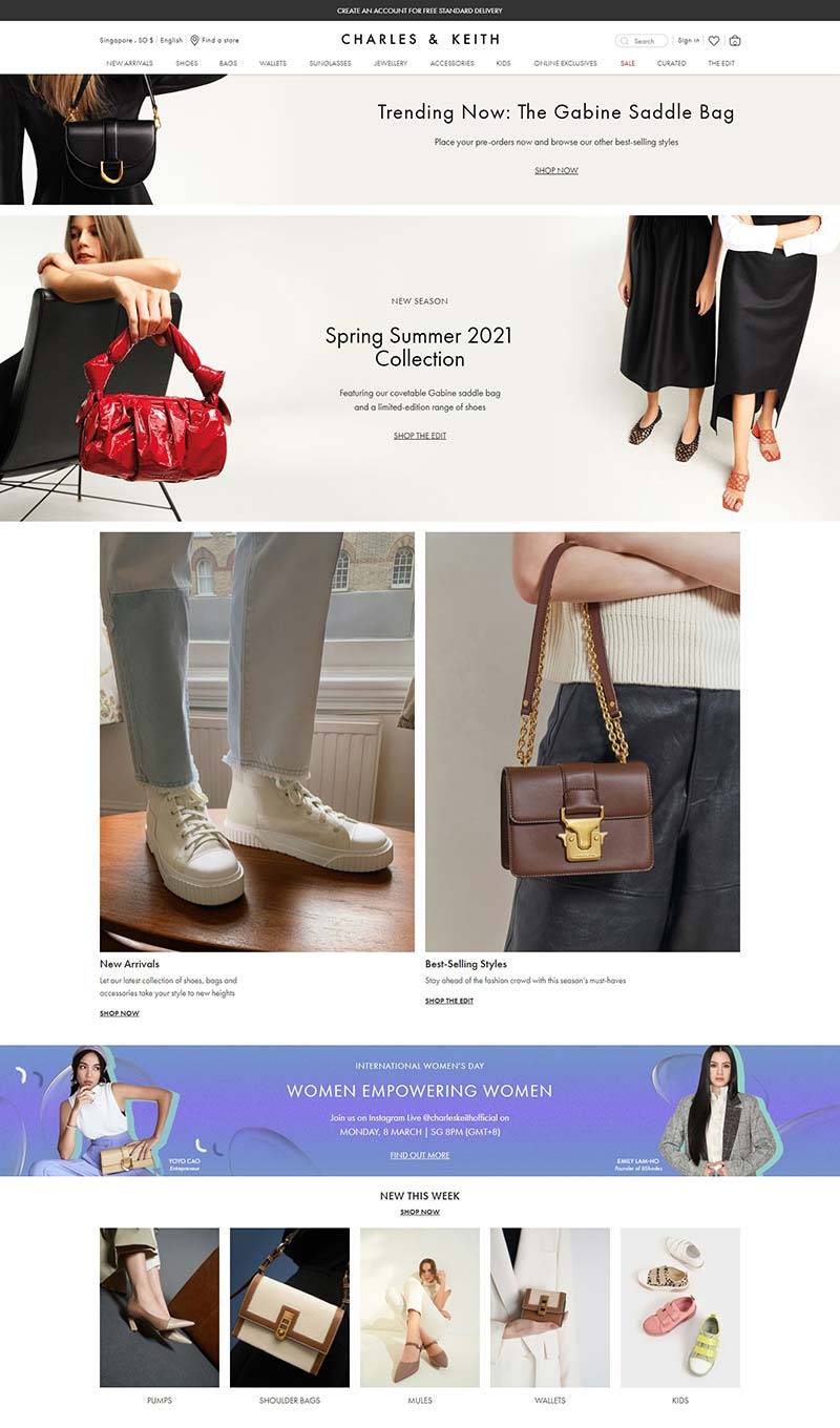 Charles & Keith 新加坡时尚购物品牌亚太地区官网