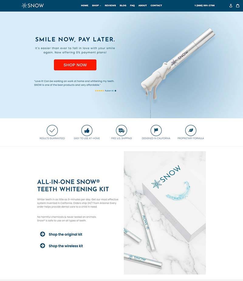 Snow 美国牙齿护理设备购物网站