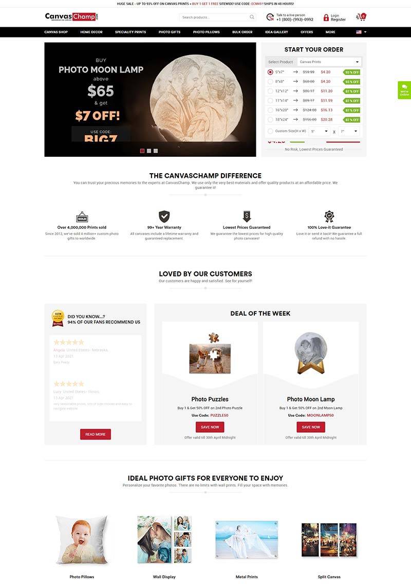 CanvasChamp US 美国印刷装饰礼品购物网站