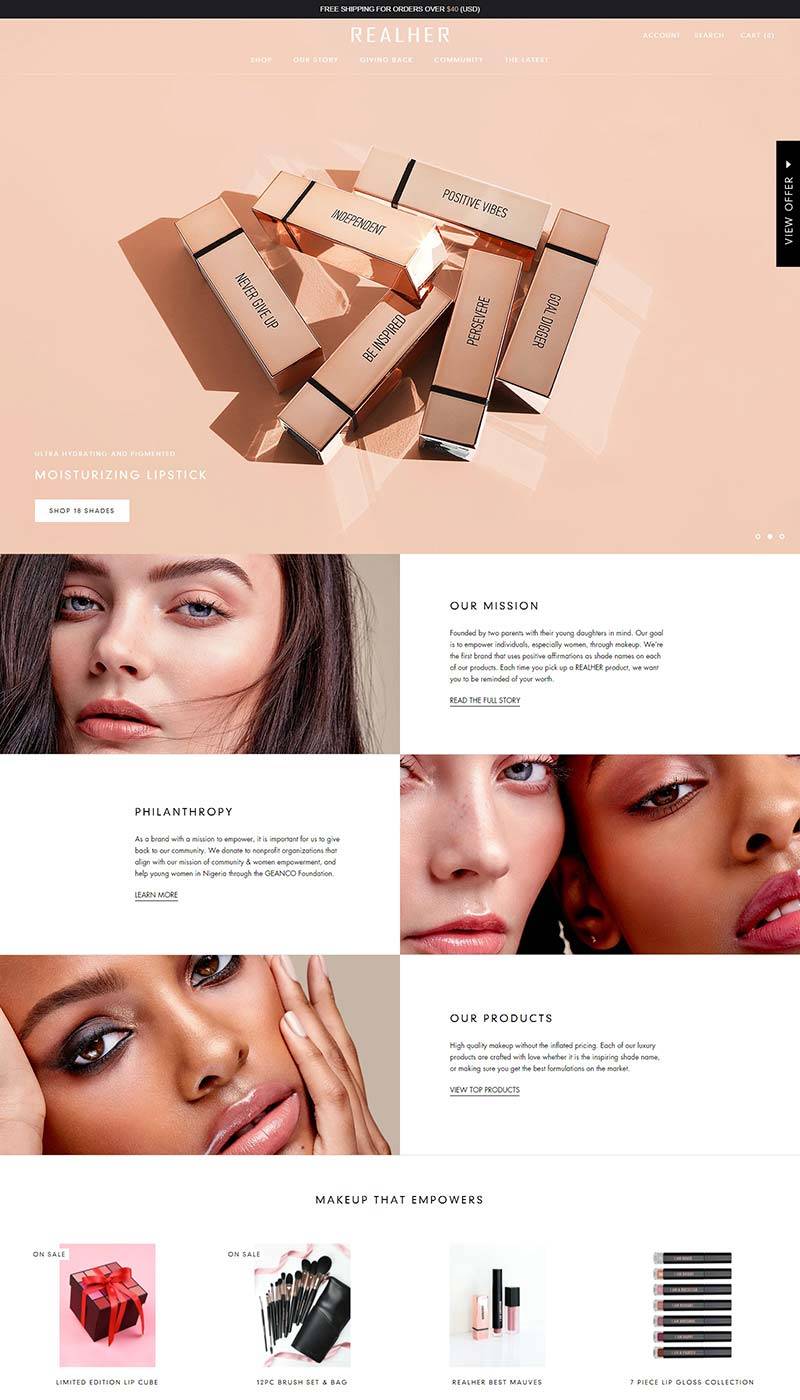 RealHer 美国品牌彩妆购物网站