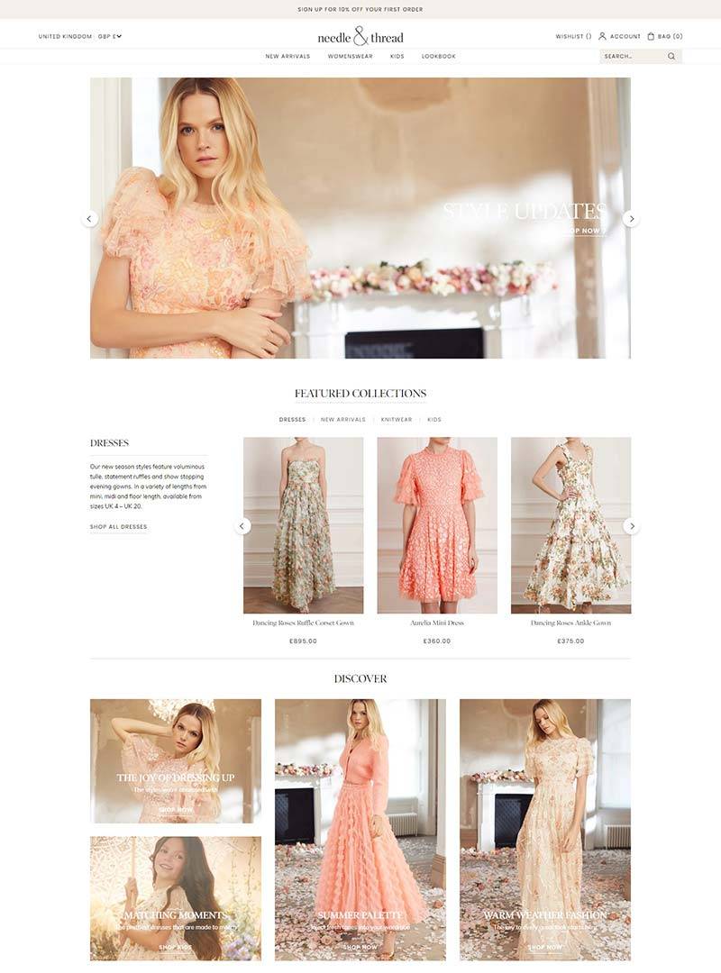 Needle & Thread 英国女性连衣裙品牌网站