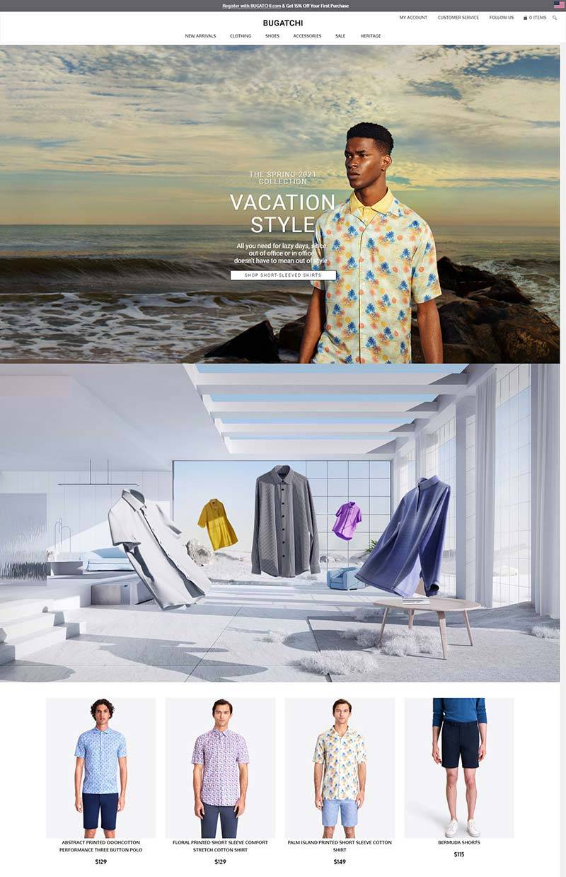 Bugatchi 美国品牌男装购物网站