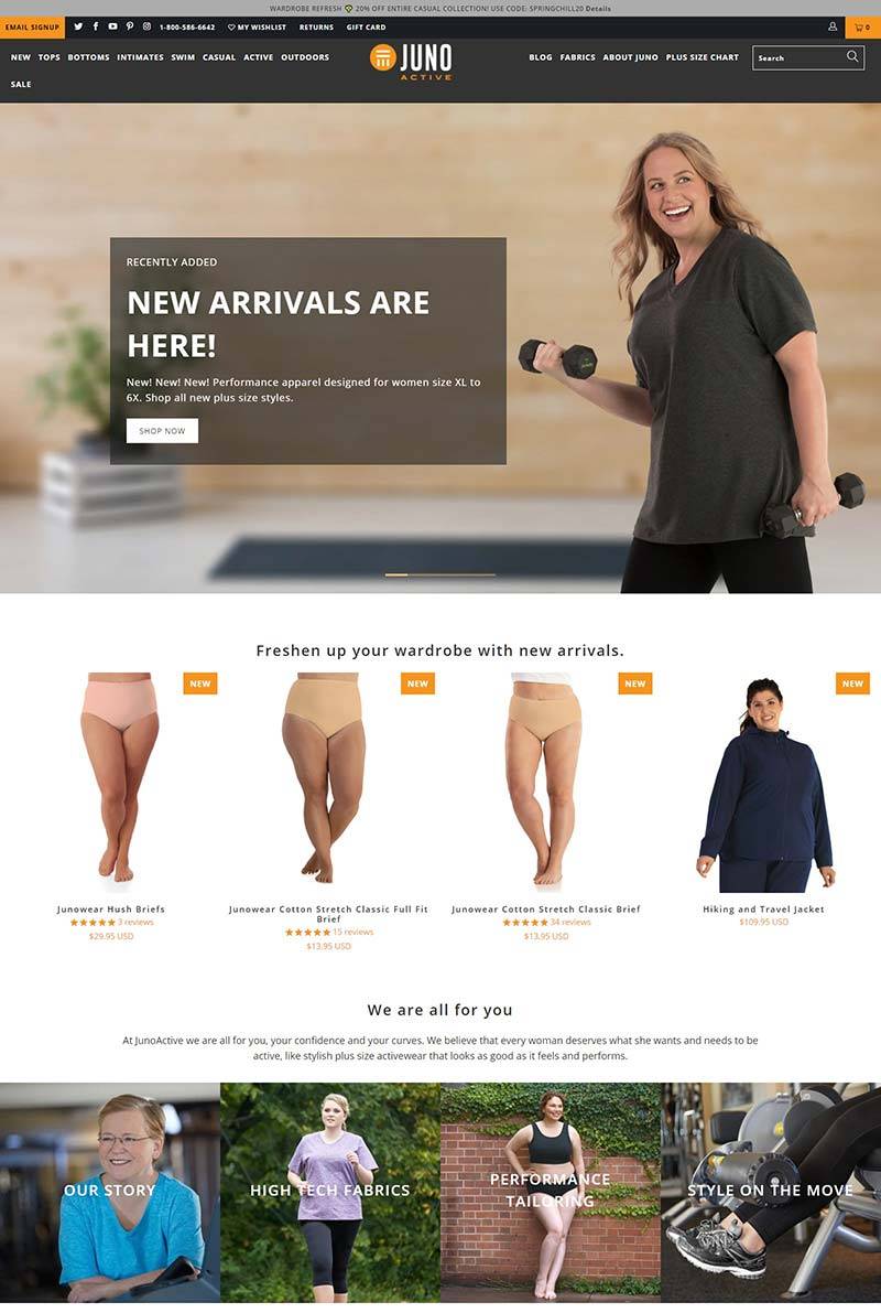 Juno Active 美国大码女装品牌购物网站