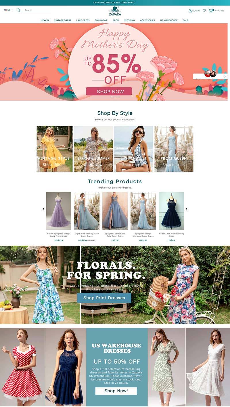 Zapaka 美国复古女装品牌网站