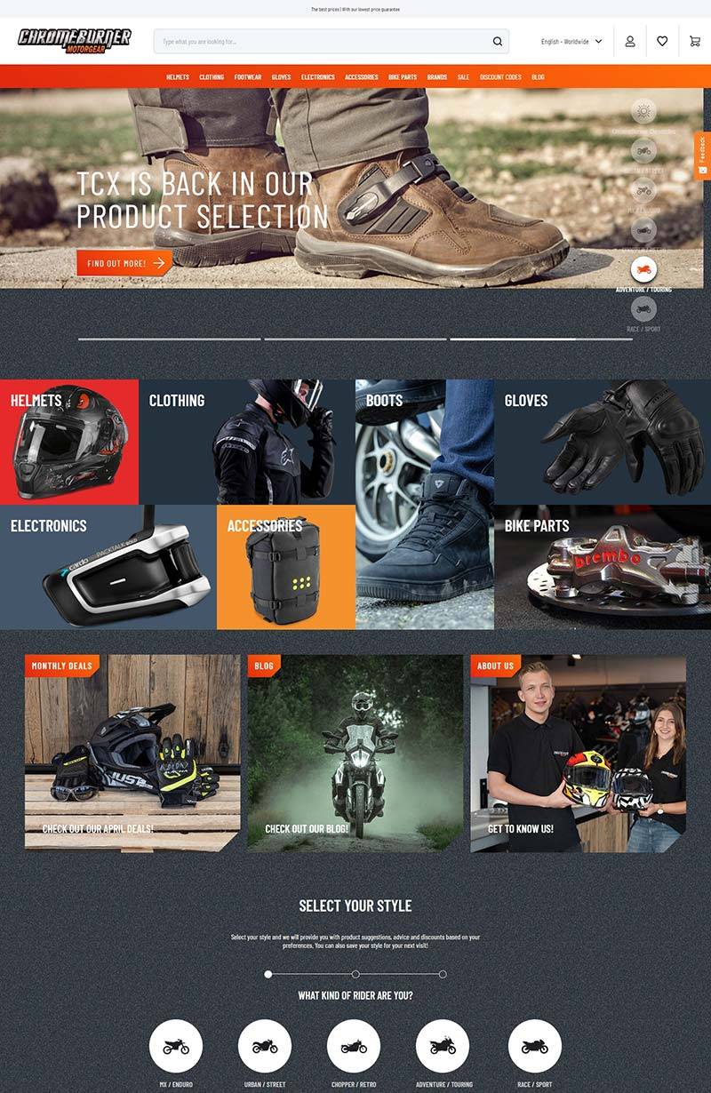 ChromeBurner 美国摩托车装备购物网站