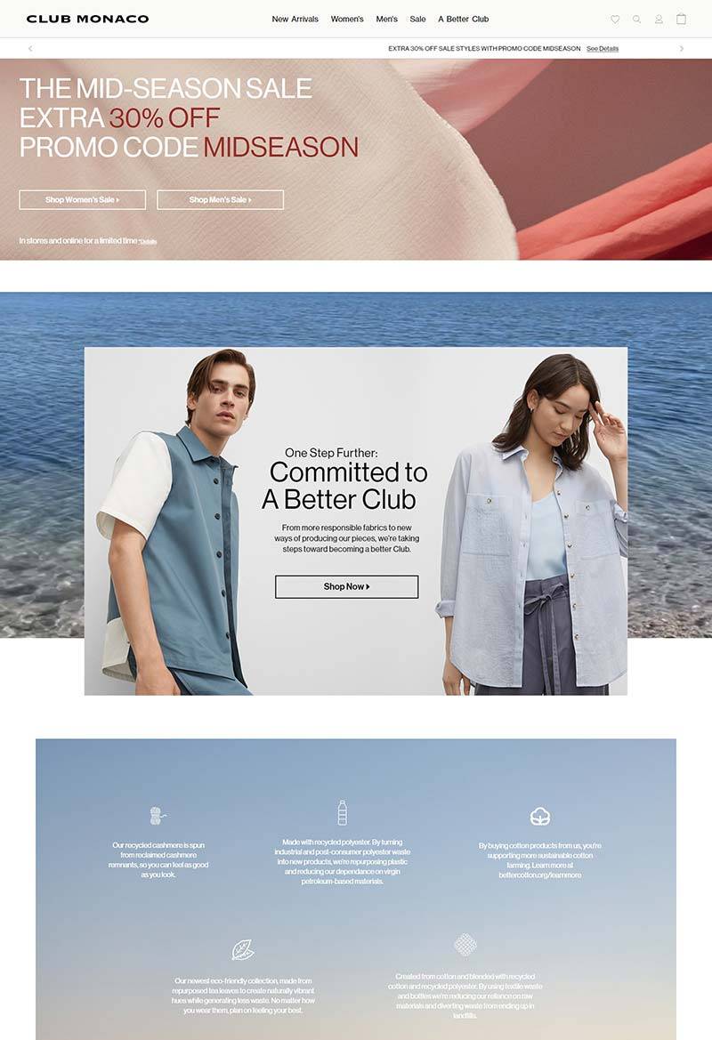 Club Monaco 美国时尚服饰品牌购物网站