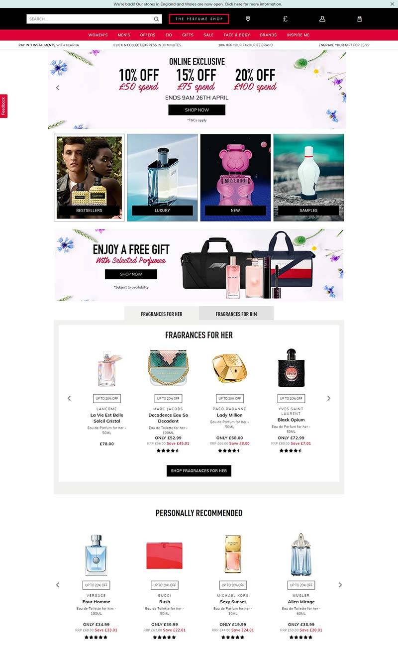 The Perfume Shop 英国品牌香水购物网站