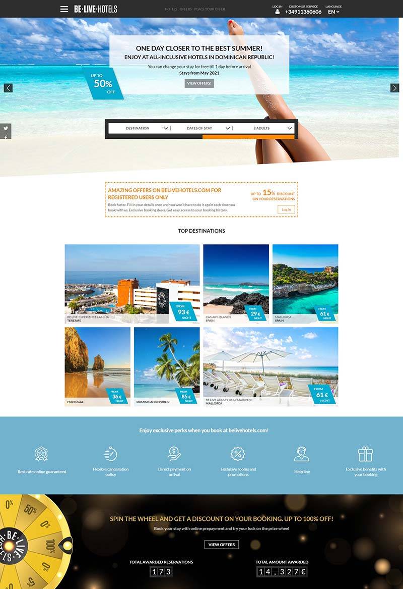 Be Live Hotels 西班牙全球连锁酒店预订网站