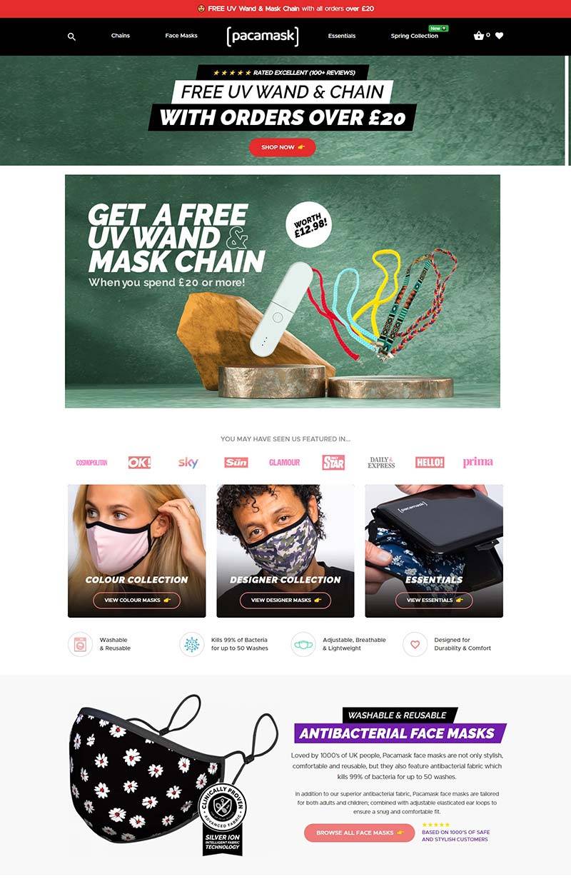 Pacamask 英国口罩品牌购物网站