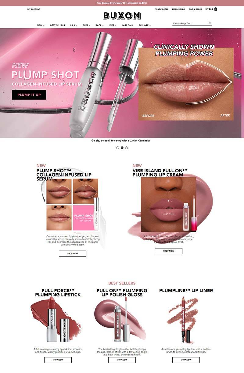 BUXOM Cosmetics 美国小众彩妆品牌网站