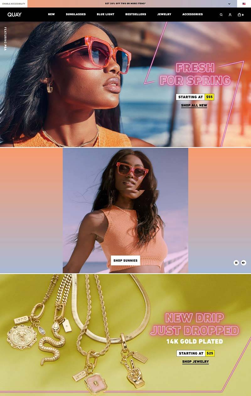 Quay Australia 澳大利亚时尚太阳镜品牌网站