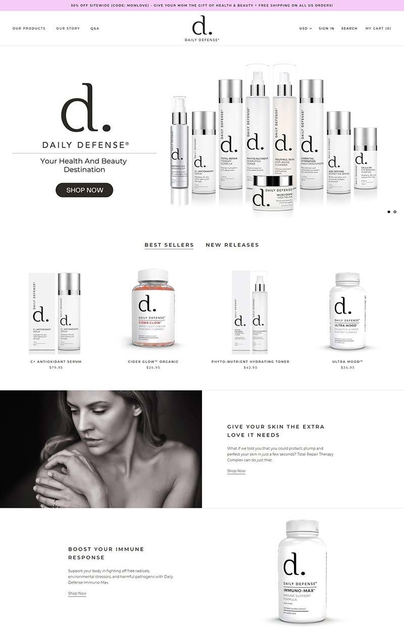 Daily Defense 美国健康皮肤护理品牌购物网站