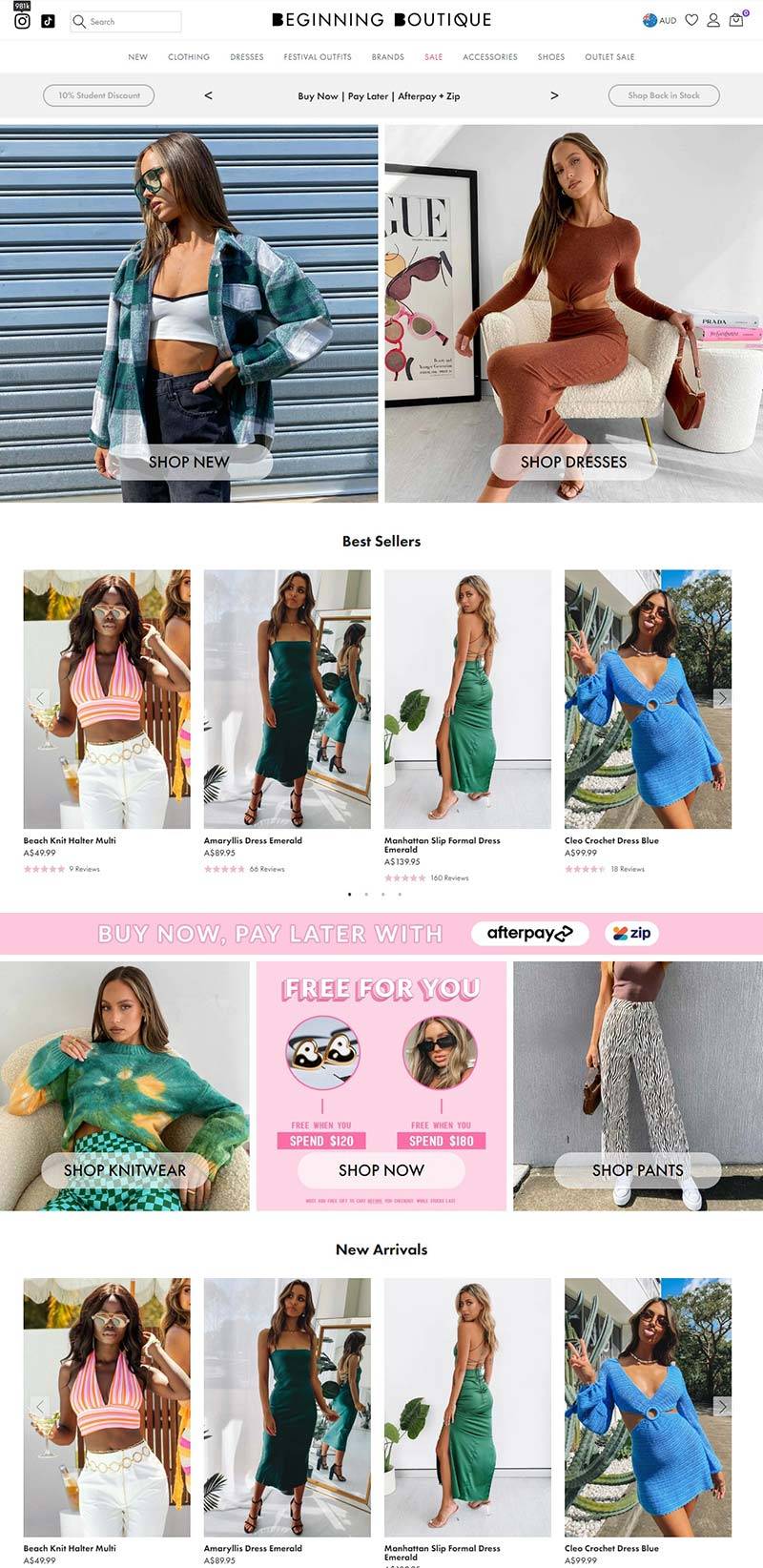Beginning Boutique 澳大利亚小众女装品牌购物网站