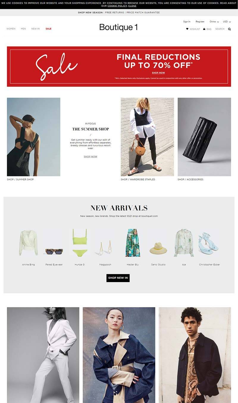 Boutique1 中东奢侈品购物网站
