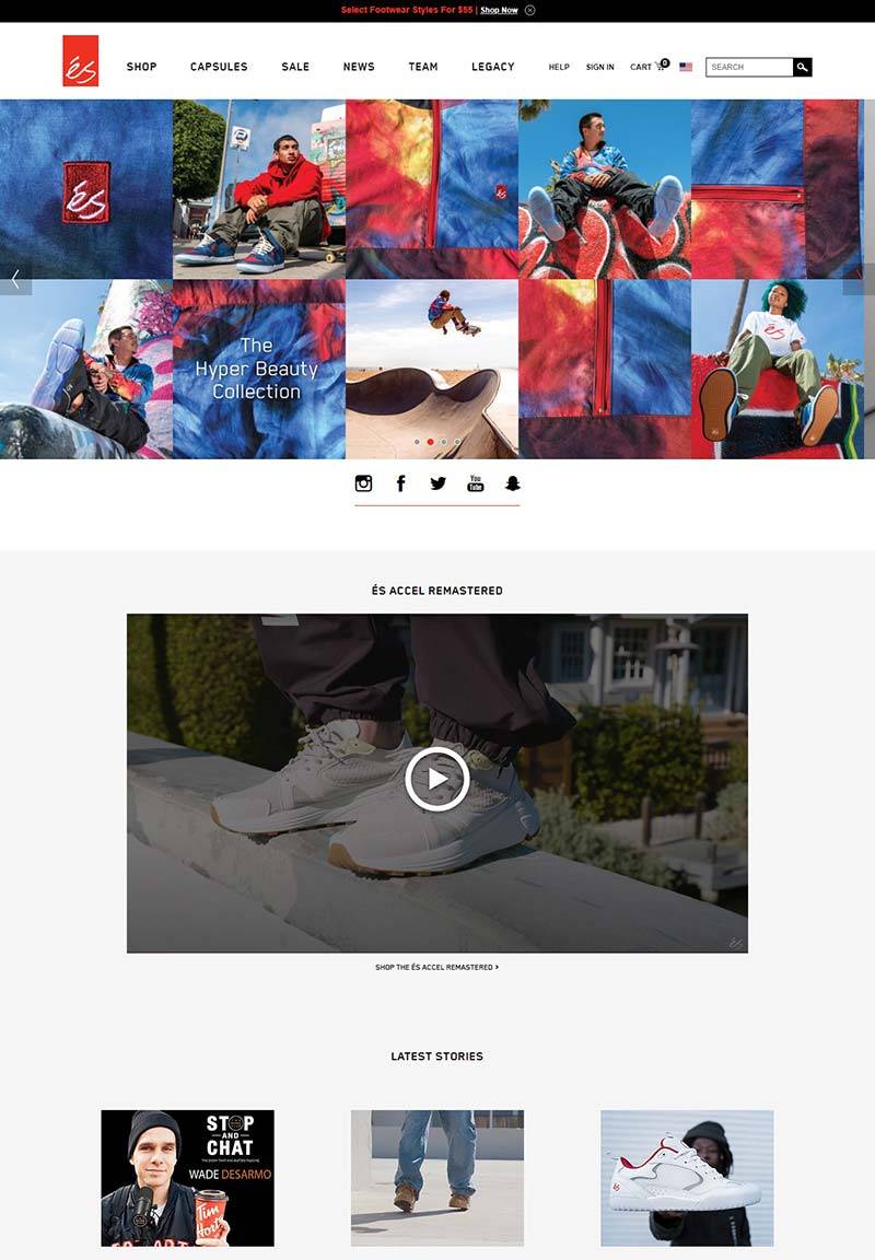 ES Skateboarding 美国滑板运动服饰购物网站
