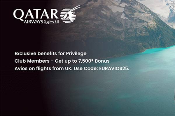 Qatar Airways 卡塔爾航空官網現英國航班最高可享7500積分，速領