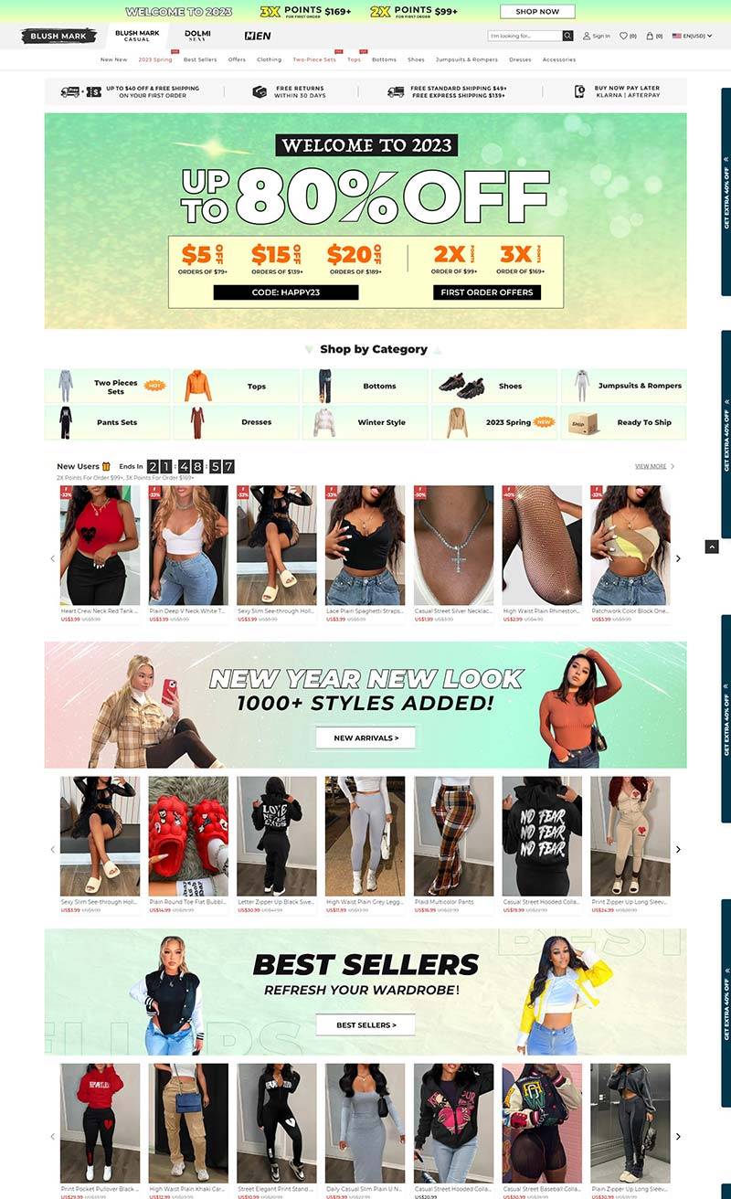 Blush Mark 美国时尚女性服饰购物网站