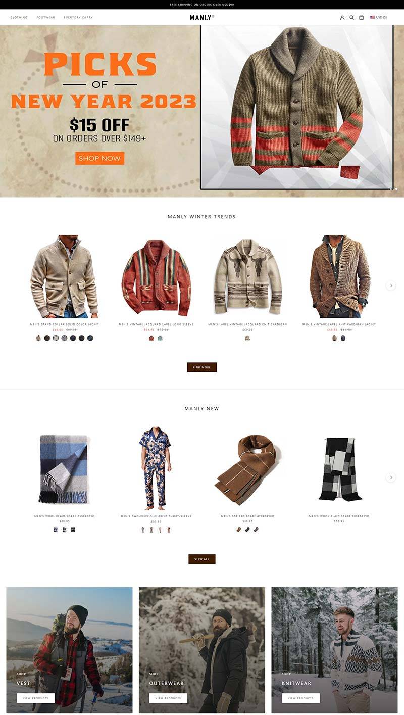 Manly 美国男士服装品牌购物网站