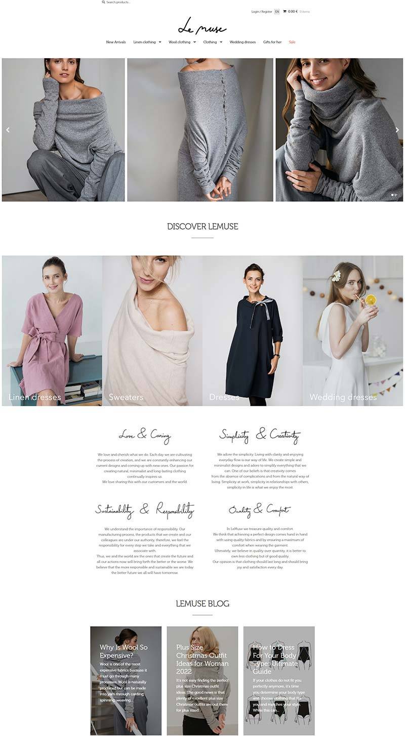 LeMuse 立陶宛可持续时尚品牌购物网站
