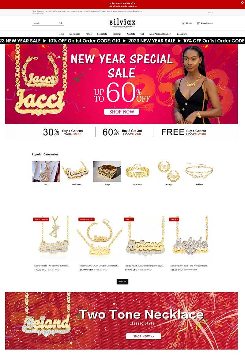 Silviax Jewery 美国个性珠宝品牌购物网站