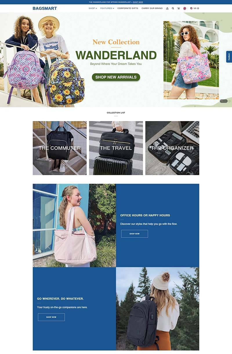Bagsmart 美国包袋配饰品牌购物网站