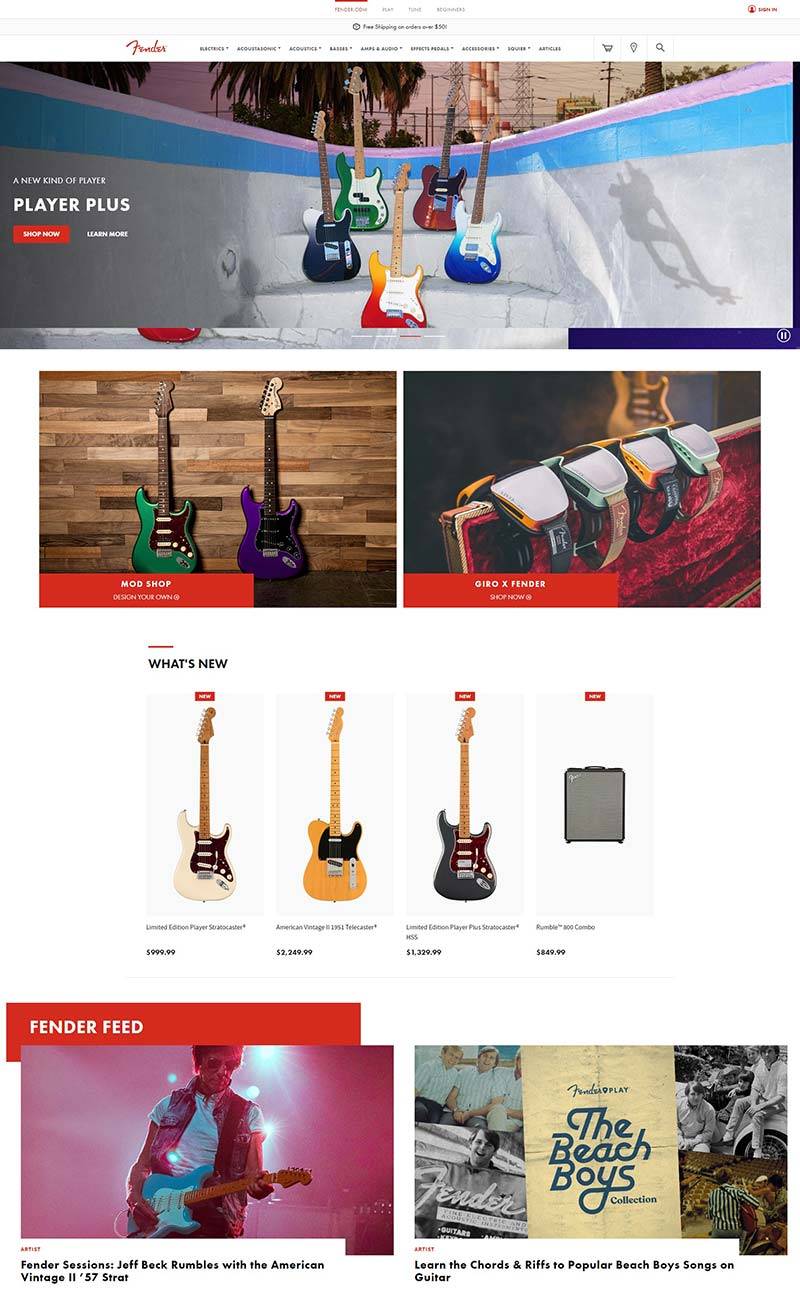 Fender 美国专业电吉他品牌购物网站